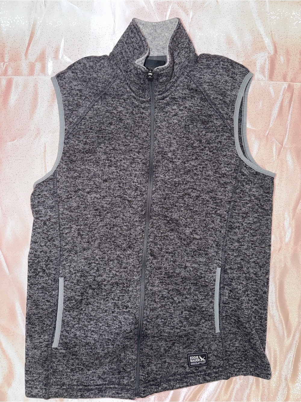 Eddie Bauer Men's Dark Heather Gray Zip Front Sleeveless Vest